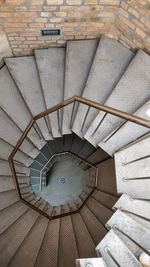 High angle view of spiral staircase