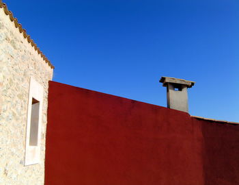 Exterior of houses against clear blue sky