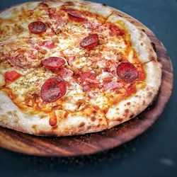 Close-up of pizza on table