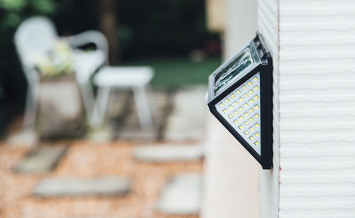 Small solar powered led light with motion sensor.