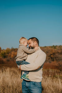 Father's day, happy loving family. father and son playing, having fun . happy family, fathers day 