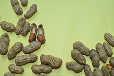 High angle view of coffee beans on table