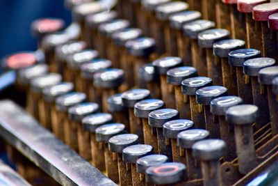 High angle view of piano keys