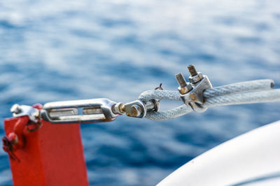 Close-up of rope on boat