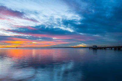 Scenic view of sea against sky at sunset