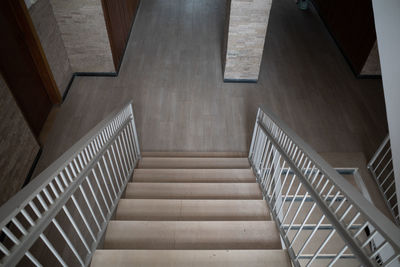 High angle view of empty staircase in building