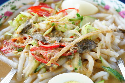 Close-up of food served in plate