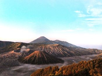 View of volcanic mountain against sky