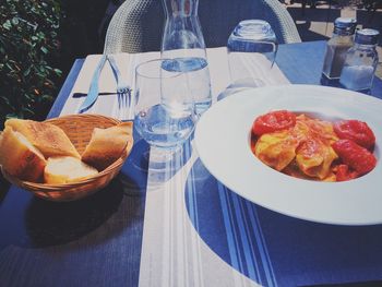 Close-up of food served on table in restaurant