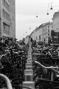High angle view of people on street in city