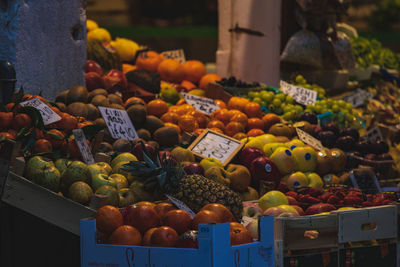 Fruits for sale at market stall