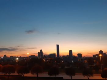 Silhouette buildings against sky during sunset