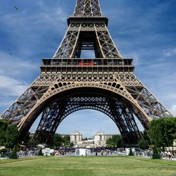 Low angle view of eiffel tower