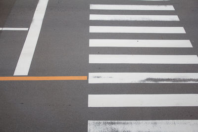 High angle view of zebra crossing on road