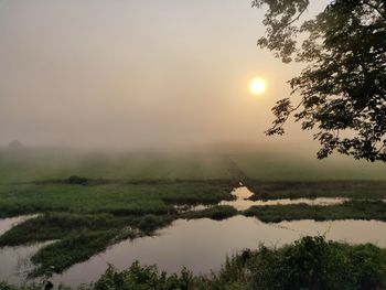 Scenic view of field against sky during sunset