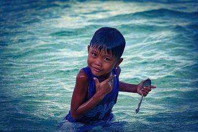 Portrait of woman in water