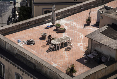 High angle view of footpath by building