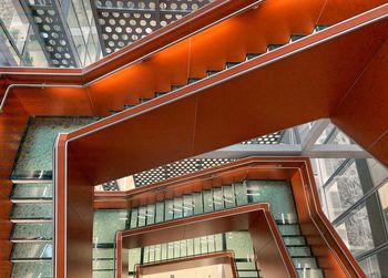 Low angle view of spiral staircase of building