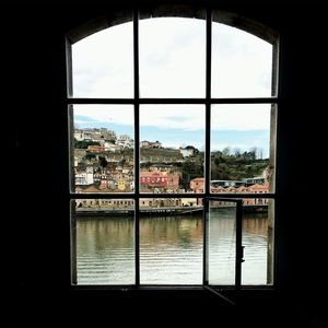 View of building through window