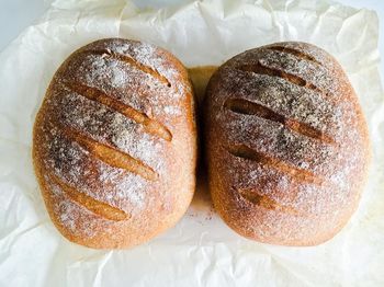 High angle view of bread on table