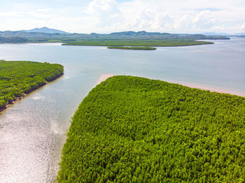 Scenic view of land against sky