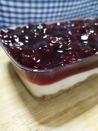 Close-up of cake on table