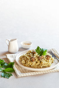 Close-up of food on table