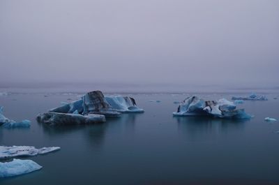 Scenic view of sea against sky during winter