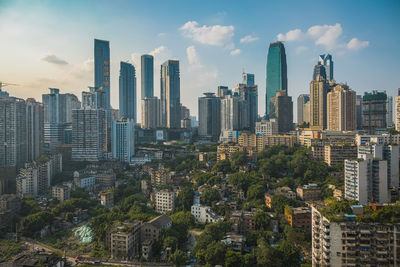 View of skyscrapers in city