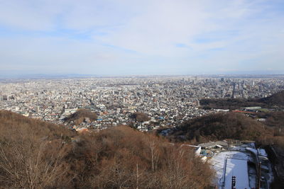 High angle view of townscape against sky