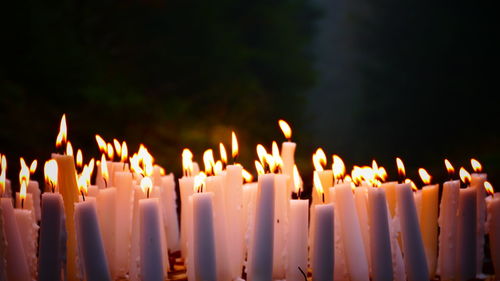 Close-up of illuminated candles