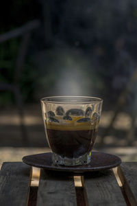 Close-up of tea cup on table