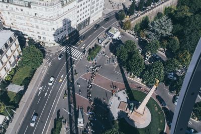 High angle view of city street