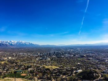 High angle view of cityscape against sky