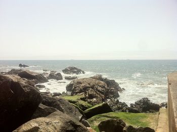 Scenic view of sea against clear sky