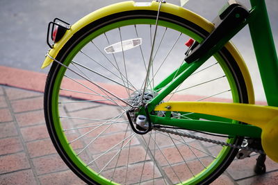 Close-up of bicycle wheel