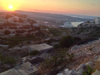 Scenic view of sea during sunset