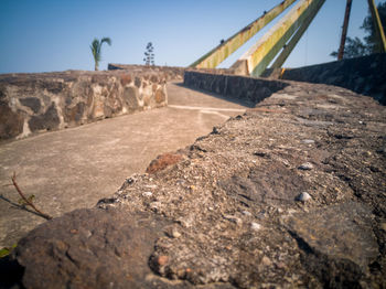 Surface level of construction site against clear sky