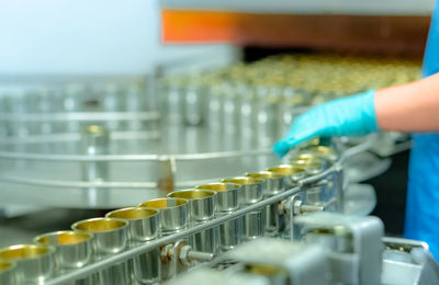 Cropped hand of scientist working in laboratory