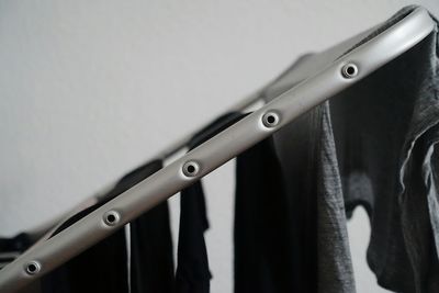 Detail shot of clothes drying on rack