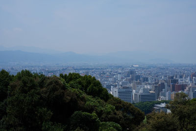 High angle view of cityscape against sky