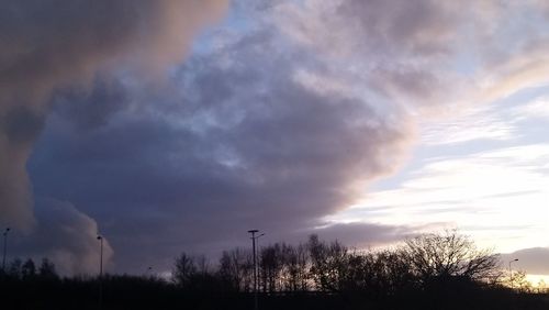 Low angle view of silhouette trees against sky during sunset