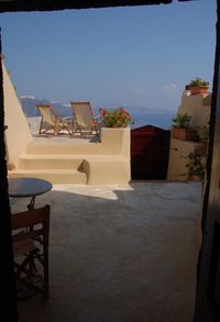 Empty chairs and table