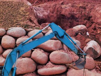 High angle view of stones on rocks