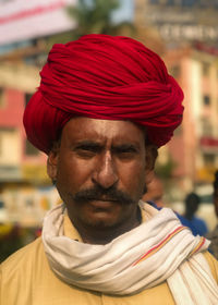 Close-up of man wearing hat