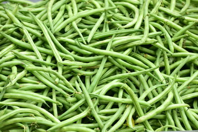 Full frame shot of green beans for sale at market