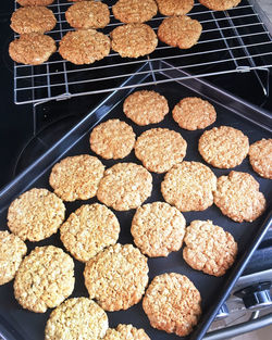 High angle view of cookies