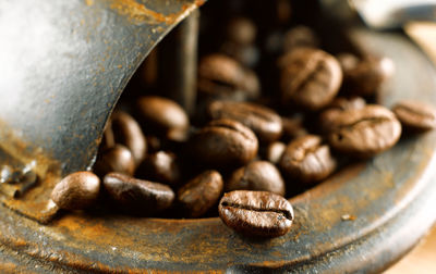 High angle view of coffee beans on table