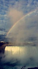 Scenic view of rainbow over sea