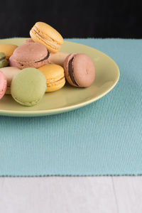 Close-up of dessert in plate on table
